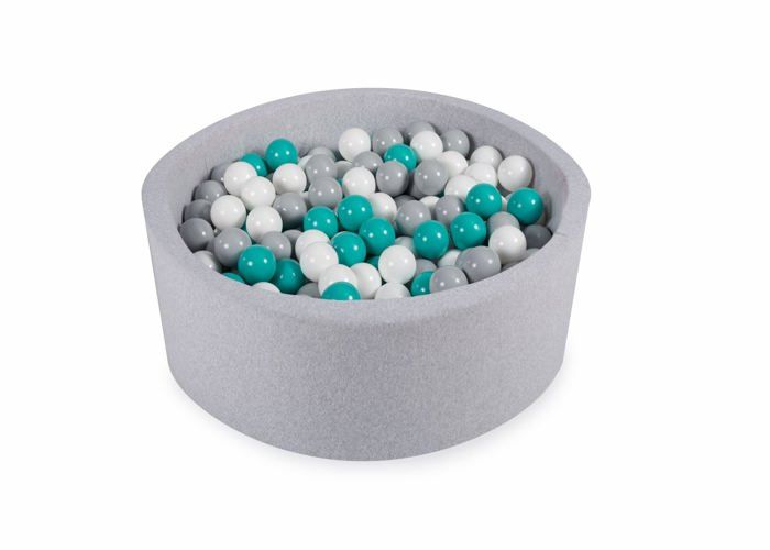 Angelove Piscine À Balles 90X30cm-200 Balles Ronde En Mousse Pour Bébé Enfant, Gris Clair: Turquoise-Gris-Blanc