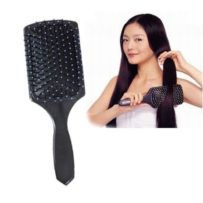 PRI Broche de brosse de peigne plat de Massage de soin de cheveux en plastique réduisent l'outil sain de perte de cheveux noir