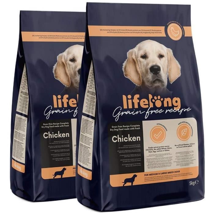 Marque Amazon - Lifelong Aliment complet pour chiens de races moyenne et grande sans céréale élaboré avec de la viande f 693786