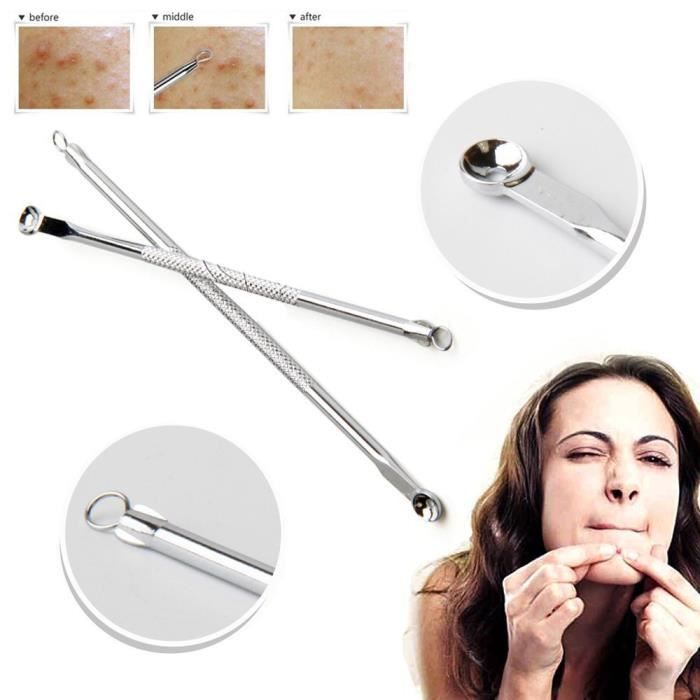 1pc Point Noir Extracteur Argent Inoxydable Blackhead Acne Comedons Remover Outil Extracteur Tire Comedon: Hygiène et Soins du
