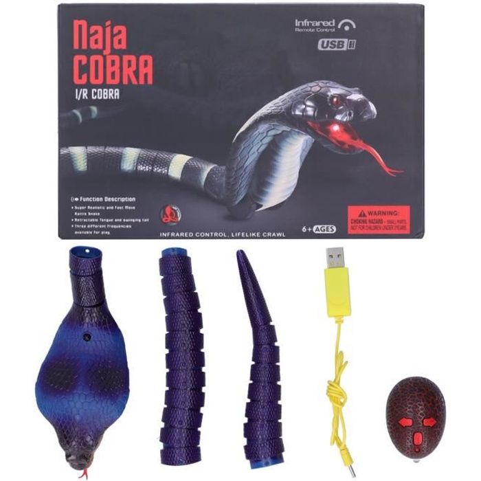 Tbest Jouet de serpent télécommandé Télécommande infrarouge Snake Toy Simulation Snake Animal Model Electric Trick Toy (Blue)