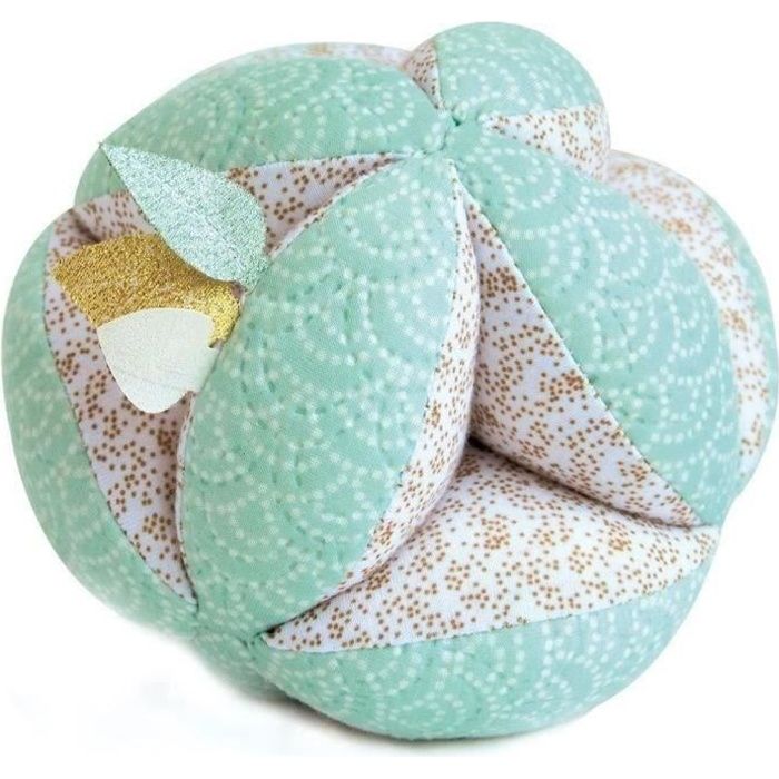 DOUDOU ET COMPAGNIE Lapin de sucre - Balle De Préhension avec hochet - Blanc, Rose, turquoise coloris aléatoire