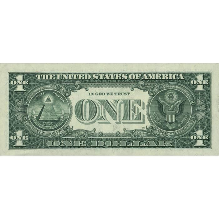 Poster Affiche Un Dollar Americain One bucks Billet Etats Unis 42cm x 99cm