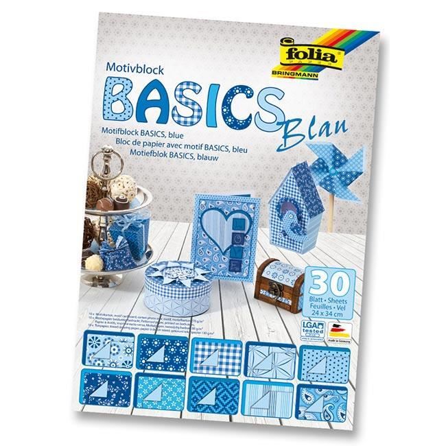 Bloc de papier dessin BASICS 30 feuilles bleues de 24 x 34 cm
