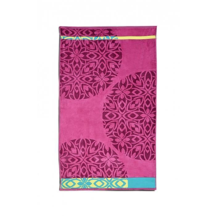 SARDAIGNE Serviette de plage 100% coton jacquard - 450g/m COULEURS - Fushia, MATIÈRE - 100% COTON, TAILLES - 100 x 165 cm