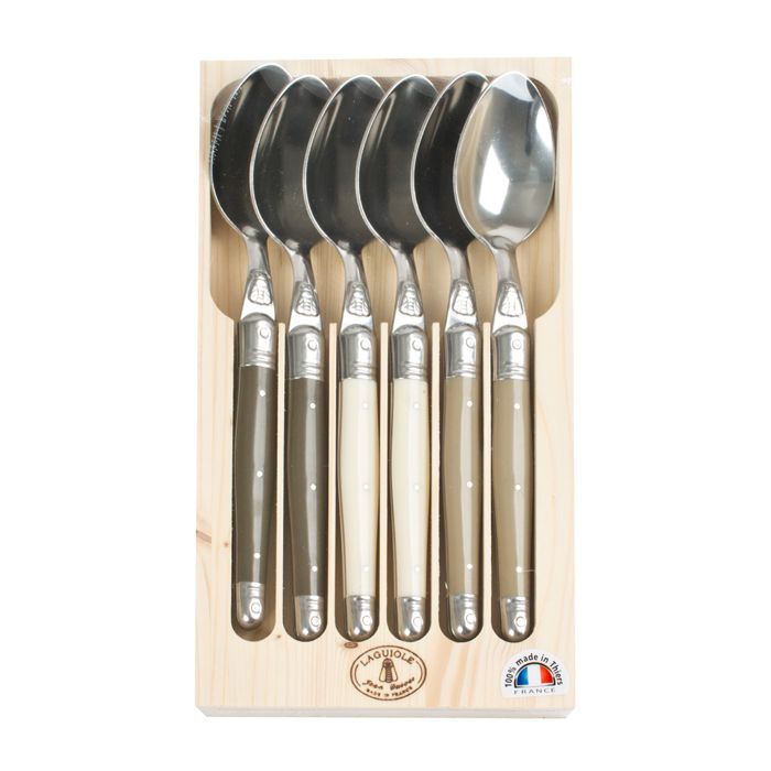 LAGUIOLE Lot de 6 cuillères de table - Inox - Manche ABS lin