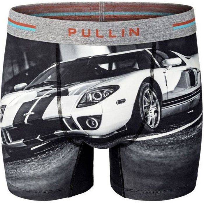 PULL IN Boxer Long Homme Coton Bio GT Noir Gris