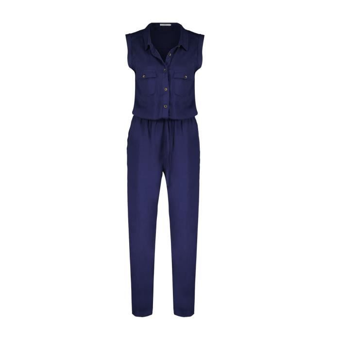 DEELUXE Combinaison fluide unie sans manches SAVINA Navy