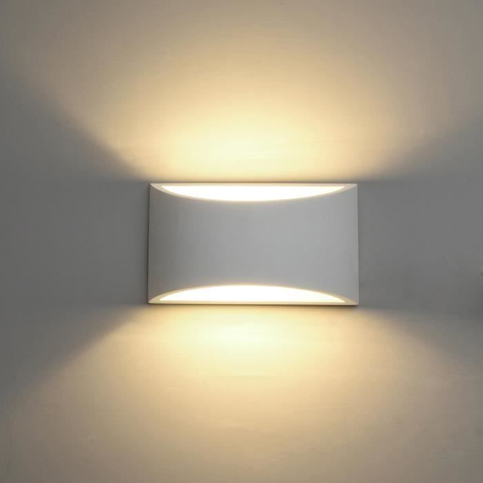 NETBOAT® Appliques Murales Interieur, Blanc Lampe Murale LED 5W Blanc Chaud Moderne Applique Murale en Plâtre(ampoule Inclure)