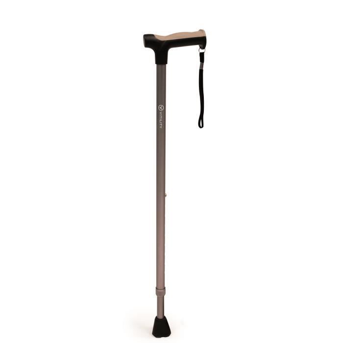 Canne NOVOLIFE NL-30018 - Réglable de 71 à 95 cm - Poignée ergonomique - Equipée d'une dragonne - En métal - Anthracite