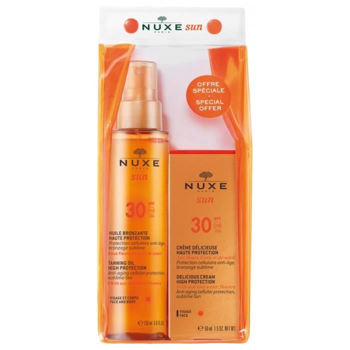 Sun Huile Bronzante Visage et Corps SPF30 150 ml + Sun Crème Délicieuse Visage Haute Protection SPF30 50 ml