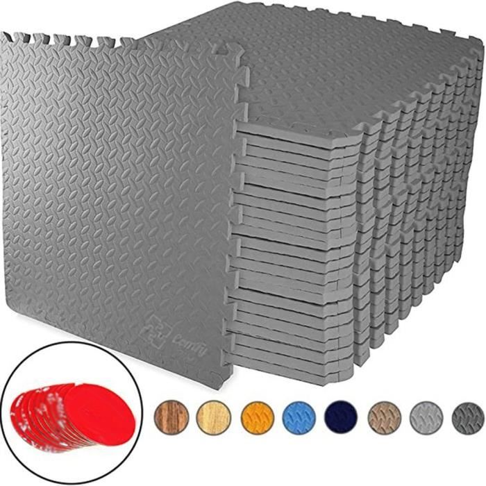 AGNT Tapis de Sol de Gym Sport 24 dalles en mousse EVA 30,5 cm x 30,5 cm gris