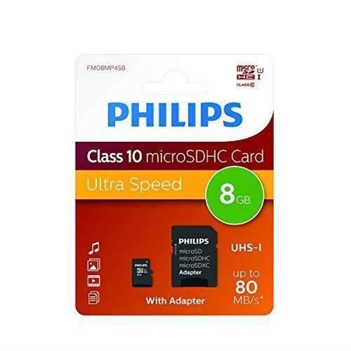 Philips FM08MP45B-10 Carte mémoire Micro SD Classe 10 8 Go
