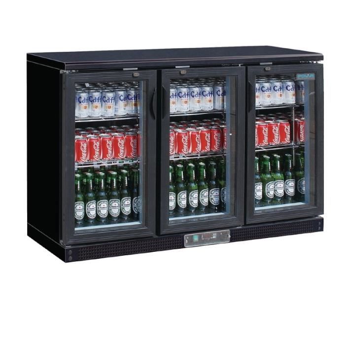 Arrière-bar noir 335 Litres 3 Portes battantes