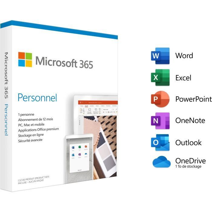 Microsoft 365 Personnel - 1 utilisateur - PC ou Mac - Abonnement 1 an