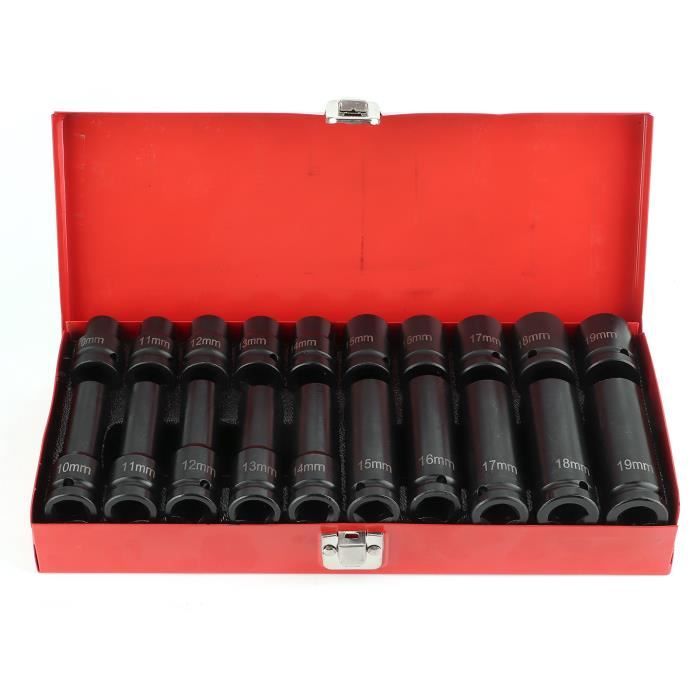 COCⓙJeu de 20 Pcs douilles ensemble de douilles à chocs profonds métriques 1 - 2in Drive 6-Point Chrome-Vanadium