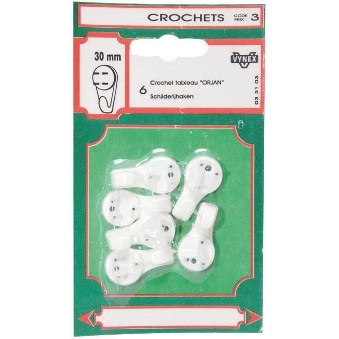 Crochet tableau béton - lot de 6 - 30 mm