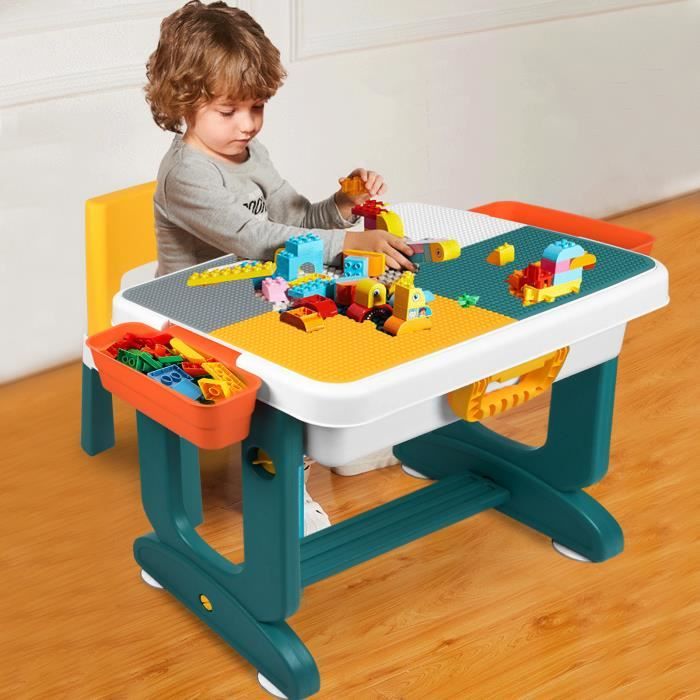 YRHOME Ensemble de Table et Chaise pour Enfant avec 1 Chaises - Table de Jeu pour Enfants - avec Espace de Rangement