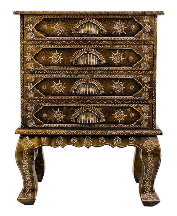 chiffonnier, meuble de rangement en bois peint coloris cuivre - longueur 45 x profondeur 30 x hauteur 60 cm