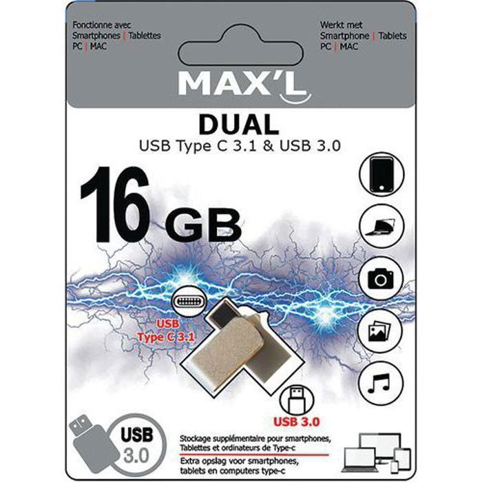 Clé USB - Maxell - MAXL - 16 Go - USB 3.0 - Type C
