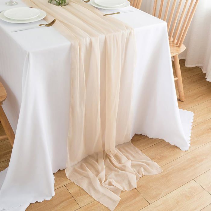 CHEMIN TABLE 13X54BUBBLE WAVE BEIGE main image 0
