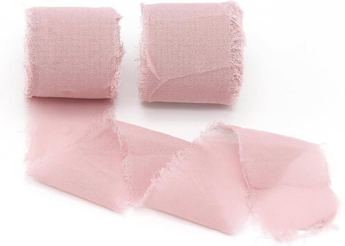 Ruban De Gaze De 3,8 Cm, Ruban Cadeau Pour Mariage, Rose, Tulle Rose