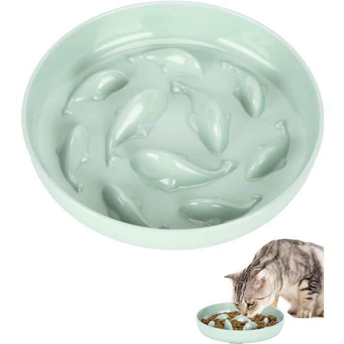 Gamelle à alimentation lente pour petits chiens et chats de toutes races anti-déversement anti-vomissements vert
