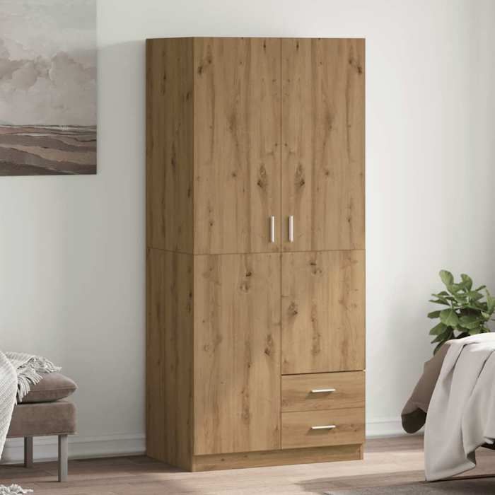 vidaXL Garde-robe chêne artisanal 80x52x180 cm bois dingénierie armoire de rangement organisateur de garde-robe armoire 855887