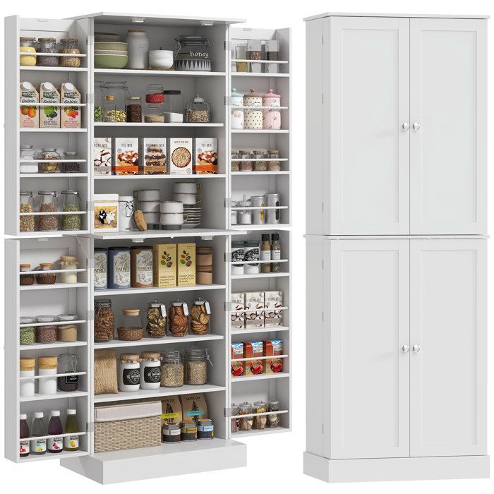 Armoire de cuisine buffet cuisine - HOMCOM - placards étagère réglable et porte-épices - 60 x 35 x 166 cm - blanc