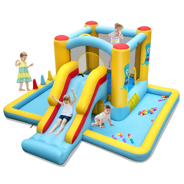 GOPLUS Château Gonflable, Toboggan Gonflable Avec Zone De Saut Et Balles Ocaniques Pour 4 Enfants De 3 10 Ansparc Gonflable Aire De Jeux Gonflable Jusqu 135kg330 X 300 X 210cmavec Souffleur 51327431
