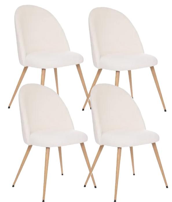 Lot de 4 Chaises bouclette Slano blanc Atmosphera - Blanc Lot de 4 Chaises bouclette Slano blanc Atmosphera - Blanc