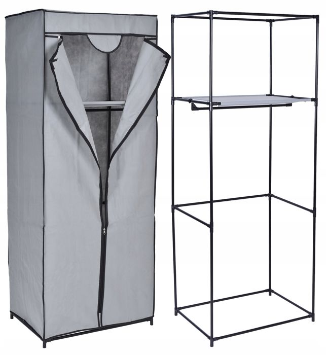 Armoire textile Fela avec étagère - gris