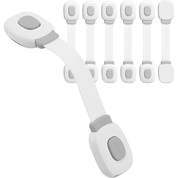12 Blocs Porte Sécurité Enfant - Verrous Adhésifs Pour Placards, Réfrigérateur, Tiroirs - Sans Perçage - 7