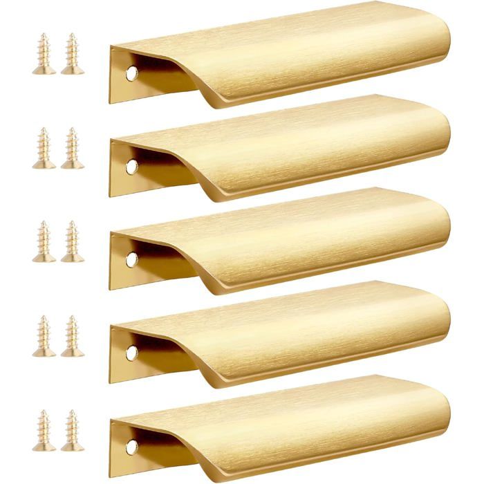 Talentedeco Lot de 10 poignées d'armoire brossées dorées 5 pouces (128 mm) poignées d'armoire de cuisine quincaillerie d'armoire pour poignées de tiroir