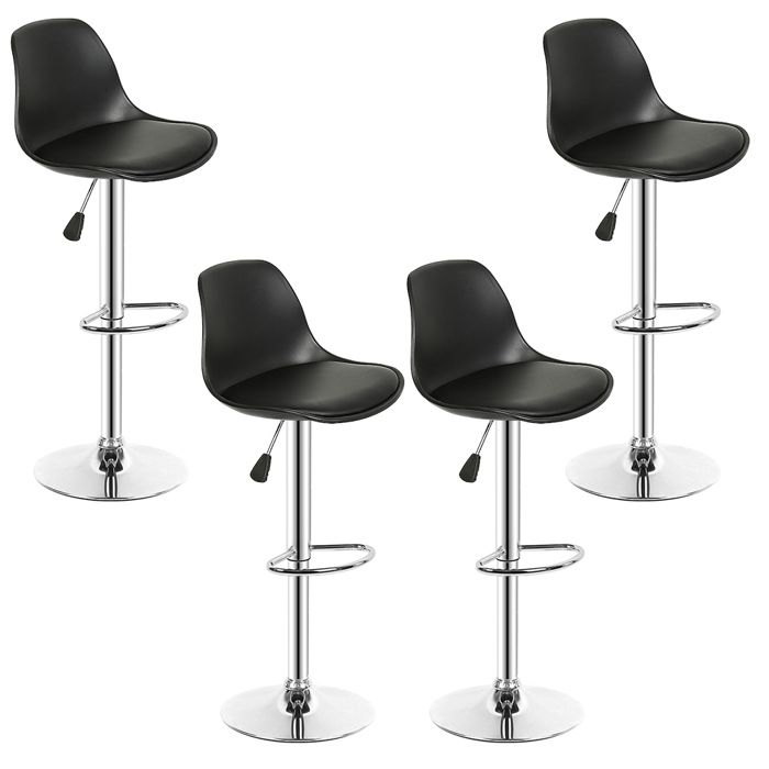 Chaise et Tabouret de bar .MIPAN.Lot de 4.Hauteur réglable.Rotation.PU.Noir