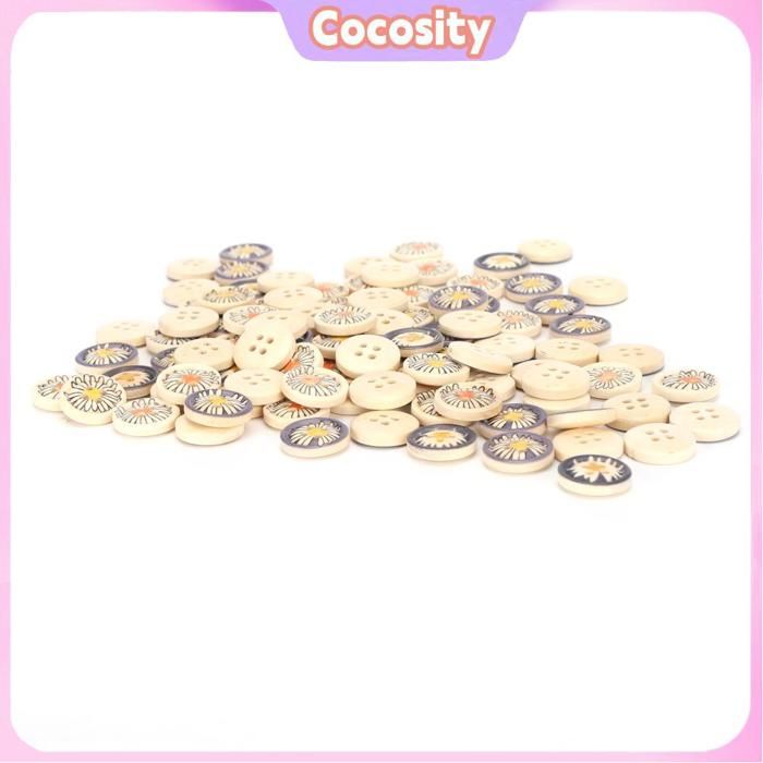 Boutons En Bois Bicolores Anciens - Lot De 4, Occasion, Parfaits Pour La Mercerie Créative