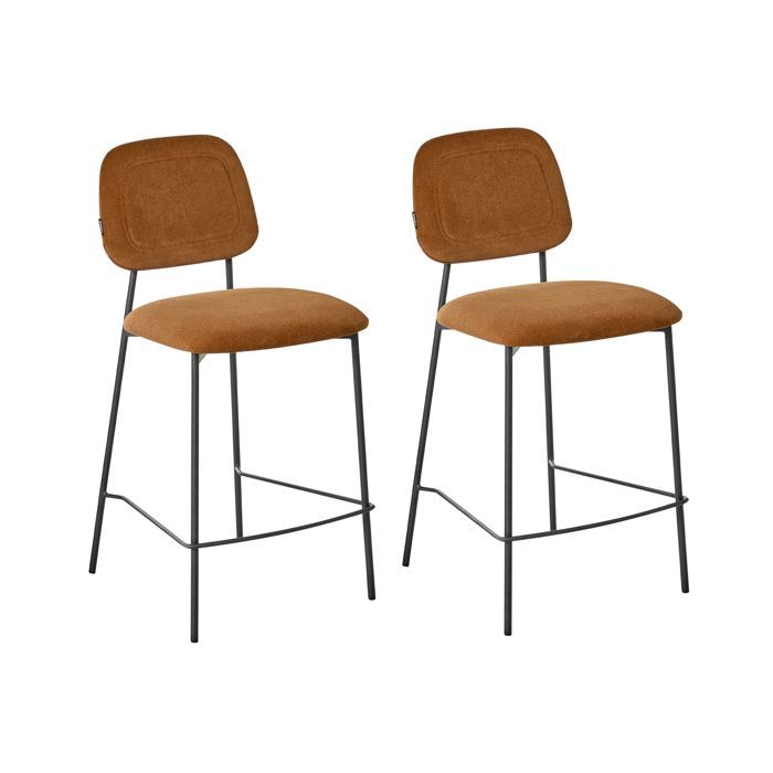 Lot de 2 chaises de bar DUETTE Velours Orange