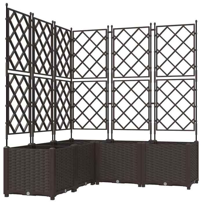 RUIG - NEUF JARDINIERE - BAC A FLEUR Jardinier avec treillis - 5 pièces Marron 120x120x143 cm CL53284