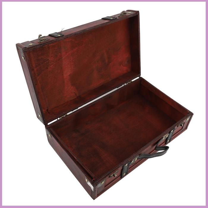 Cocosity Valise de Rangement Décorative Vintage Bois Synthétique Décor Rétro