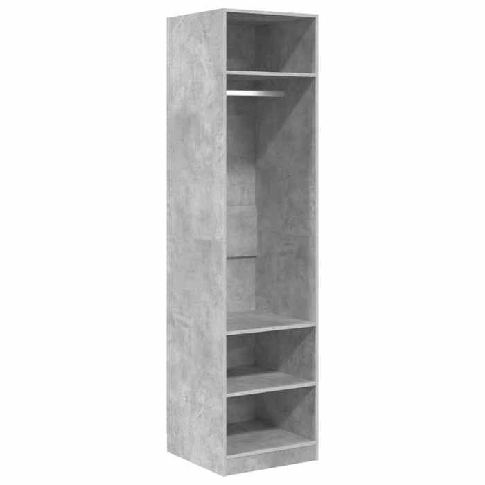 Gris Garde-robe CLARENCE Armoire penderie Pour chambre Gris béton 50x50x200 cm Bois dingénierie LV1542