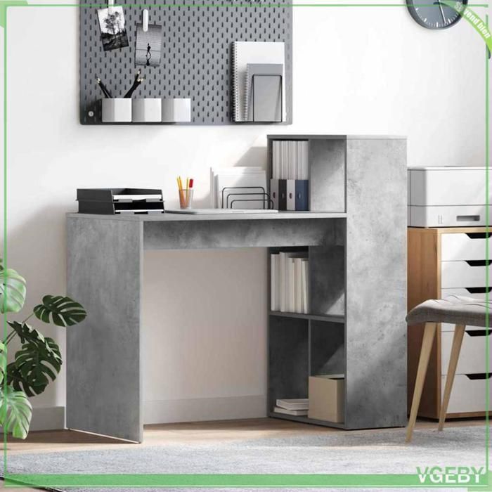 Bureau - ABI - Gris béton - Bois d'ingénierie - 108 x 55 x 103.5 cm ...