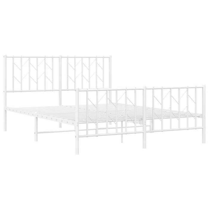 Structure de lit métal - UU - 140x190 cm - Blanc - Acier - Espace de rangement - Tête de lit - Pied de lit