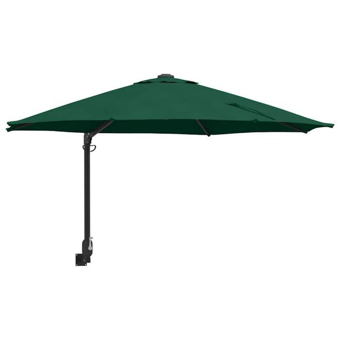 Parasol mural de jardin - vidaXL - Vert - Polyester et acier - 248x248x148 cm - Inclinable - Fixation murale