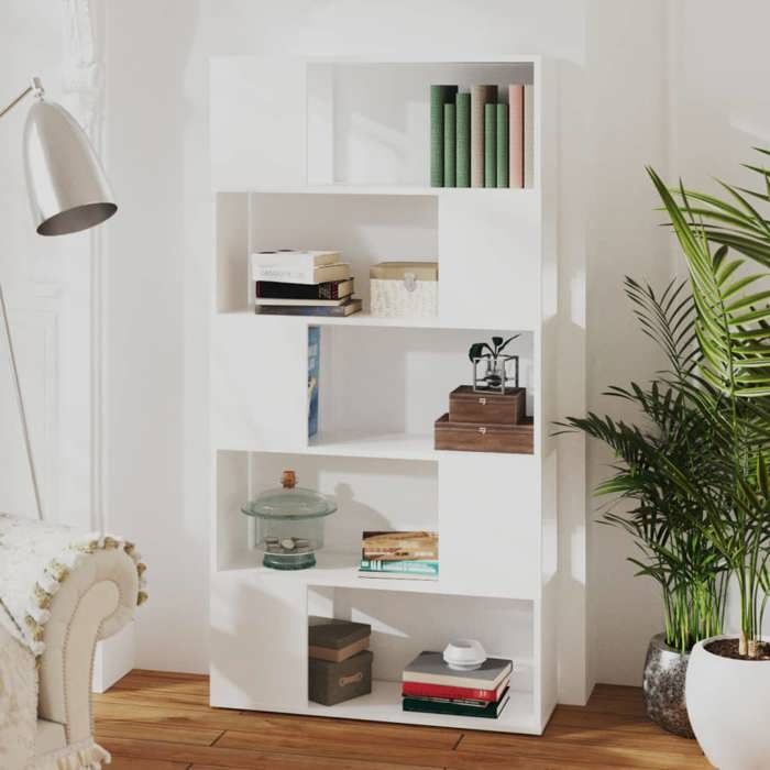 Cabinet de Livre SOLOMOON CHIC Bibliothèque Polyvalente - Pour enfant/adulte - Blanc 80x24x155 cm BB1702