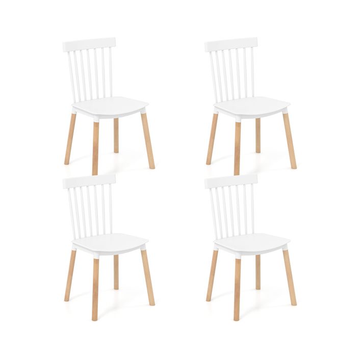GIANTEX Lot de 4 Chaises de Salle à Manger- Pieds en Hêtre- Dossier à Barreaux- Salon Cuisine- 48 x 51 5 x 83 cm- Blanc GIANTEX Lot de 4 Chaises de Salle à Manger- Pieds en Hêtre- Dossier à Barreaux- Salon Cuisine- 48 x 51 5 x 83 cm- Blanc