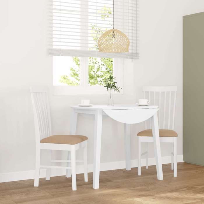 NEW 2026 Lot de 2 Chaise à manger Scandinave Fauteuil Salon Cuisine coussins blanc bois massif caoutchouc 42.5x48x94 cm L936