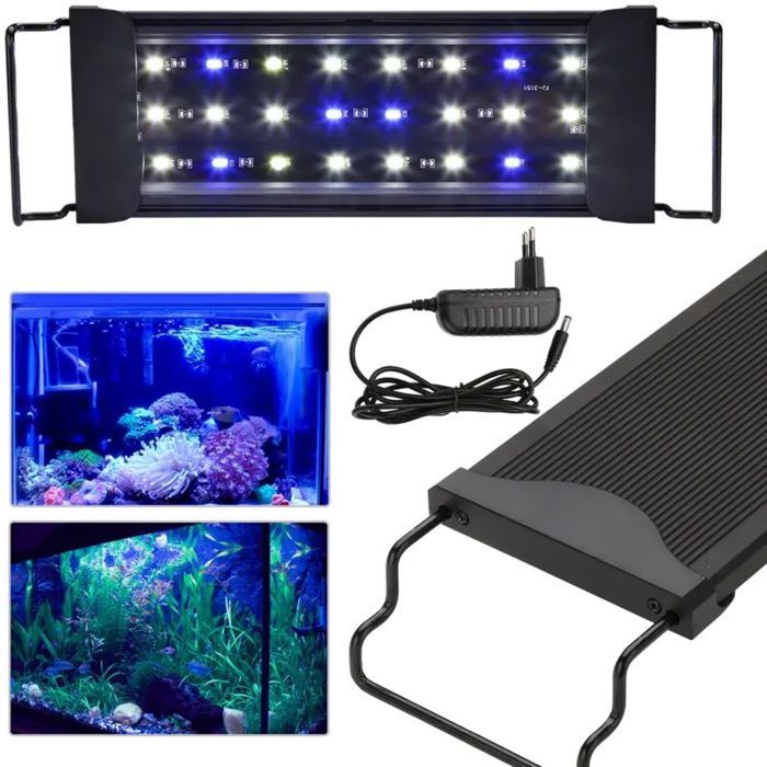 Meilleurs prix pour Éclairage daquarium à LED - PZCC - 12W - 30-50 cm - Minuterie intégrée - Luminosité réglable - Blanc et Bleu - IP44