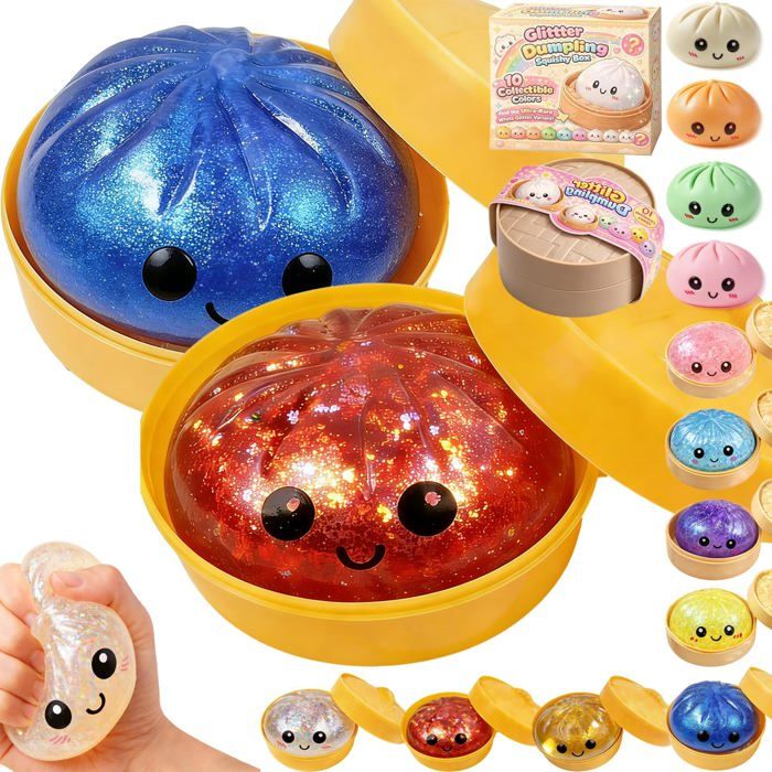 Gros Dumpling Squishy Antistress – Lot De 3 Raviolis Géants En Caoutchouc Doux Avec Boîte Vapeur, Jouet Sensoriel Qui Détend Et Fait Sourire