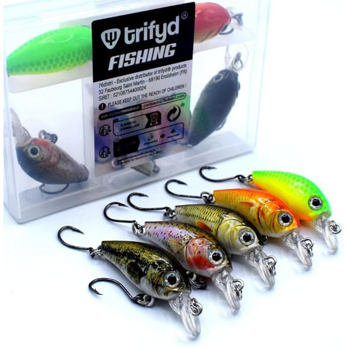 Poisson Nageur Truite Cranckbait 4cm Trout Box V2 Le Pack 5 leurres pêche