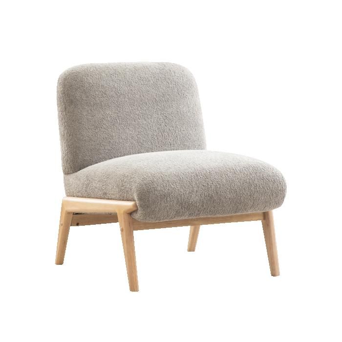 Fauteuil 1 place scandinave - Chaise dappoint en tissu chenille pieds en bois massif pour salon et chambre Gris